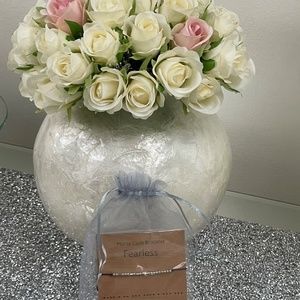 Morse Code Bracelet FEARLESS Black Silver Adjustable String in Organza Bag NEW